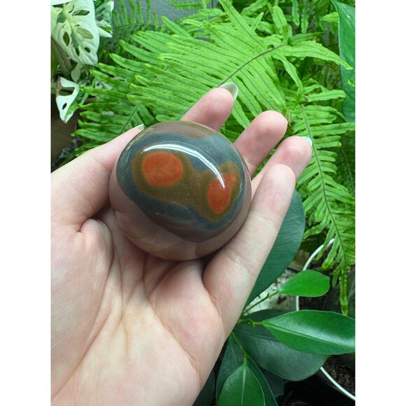 Polychrome Jasper Sphere – Earthy Red & Grey Orb - Picture 1 of 10